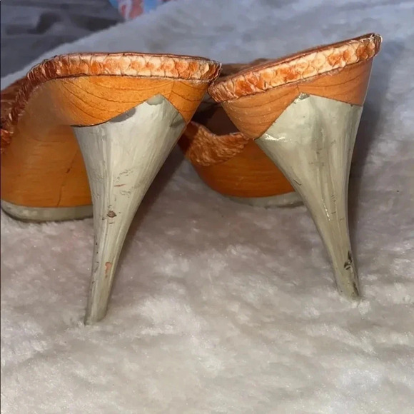 Marciano croc leather open toe stiletto mules  Sz 9.5 - Picture 4 of 16